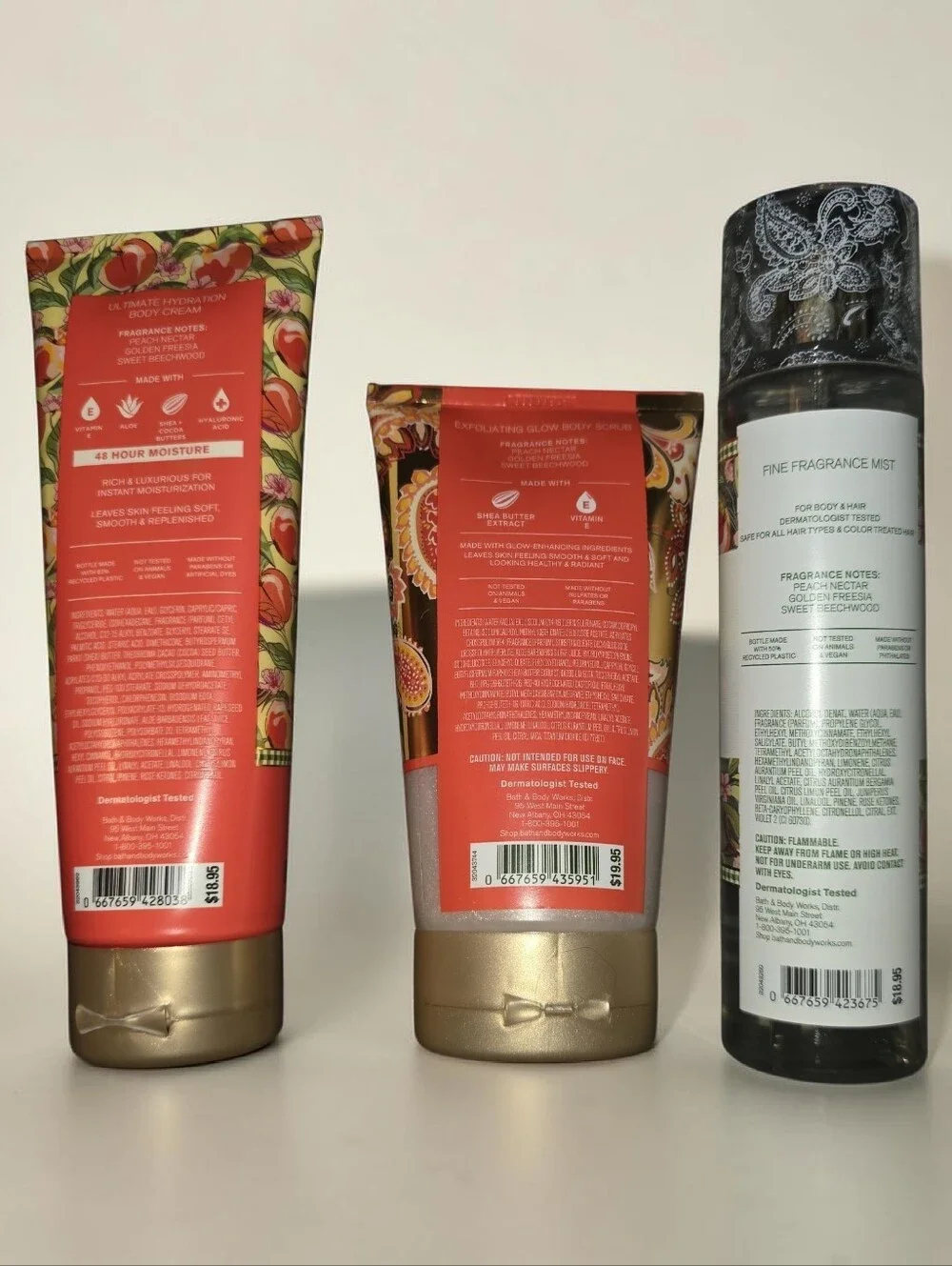 NEW Bath & Body Works x Vera Bradley Peach Blossom & Nectar 3-Piece Set